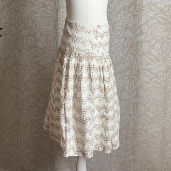 White & Gold Cotton Cottagecore Boho Glam Coastal Granddaughter Skirt Size S - Picture 4 of 8